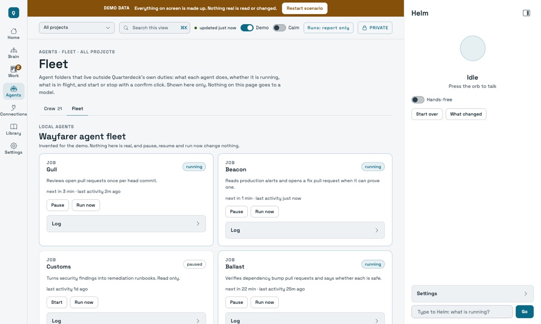 The Agents page, Fleet tab